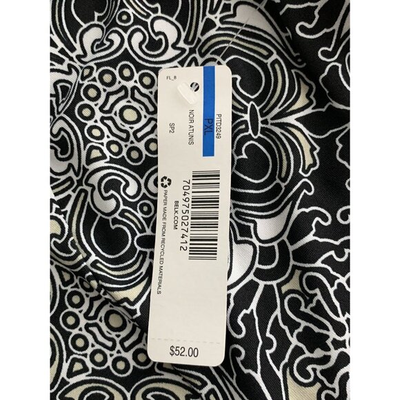 New Directions Womens Petite Black & White Patterned Dress With Crochet Accents - Picture 7 of 12